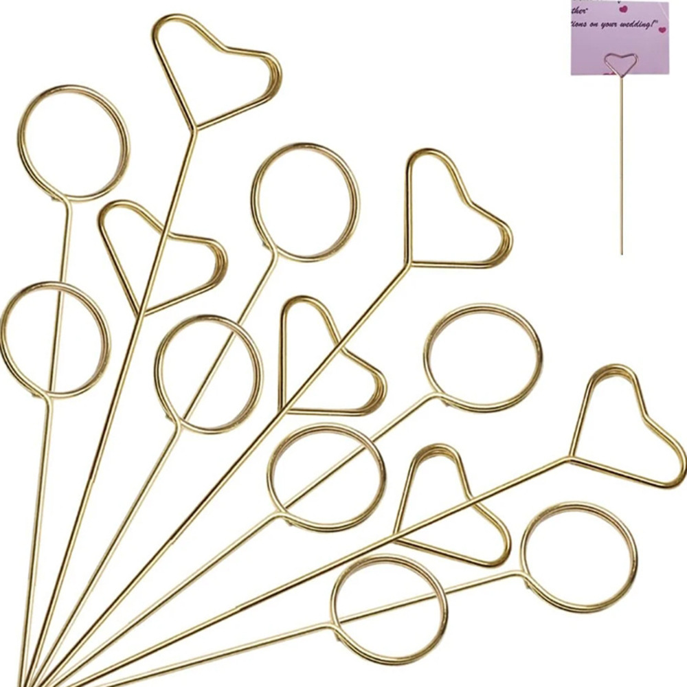 Floral Picks Wood - Sağlam Altın Metal Çiçek Kart Tutucu