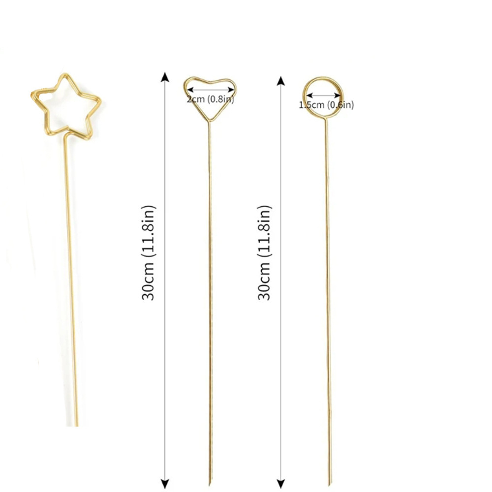 Floral Picks Wood - Altın Metal Çiçek Not Çubukları Buket