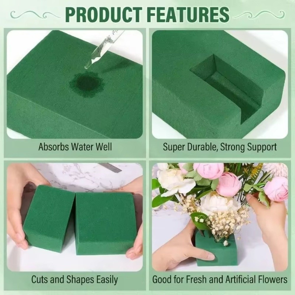 Bouquet Holder Foam - Yeşil Çiçek Aranjmanı Köpük Emici Dikdörtgen